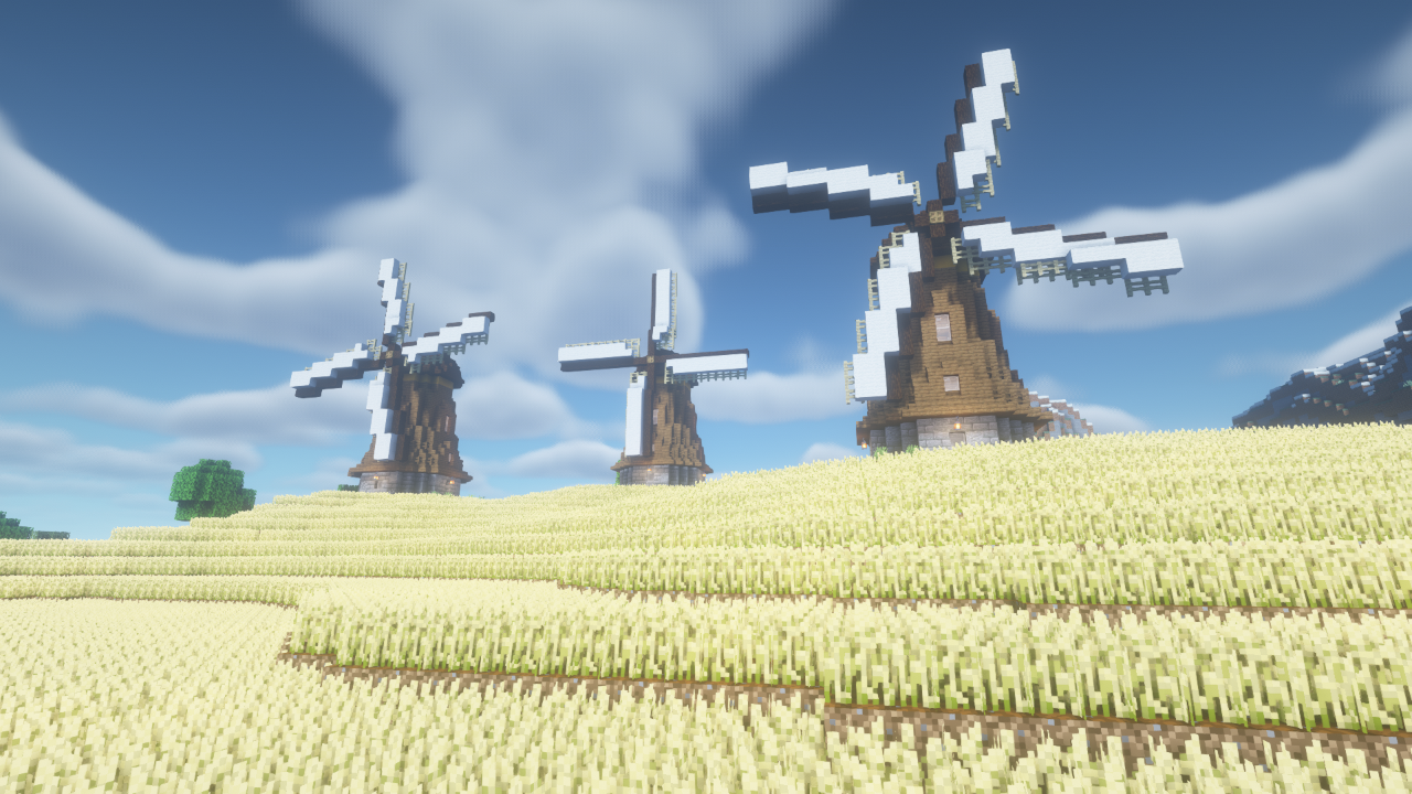 Three large windmills